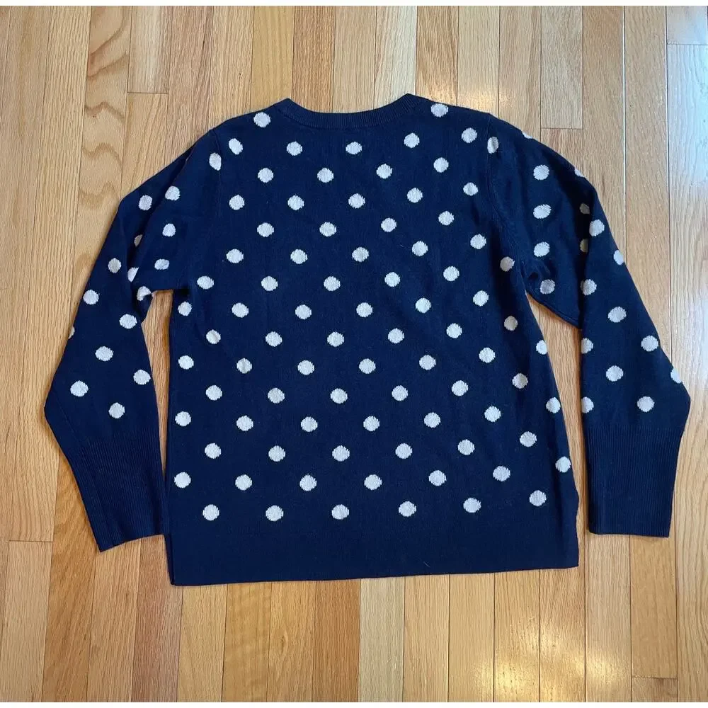 Halogen Cashmere Polka Dot Sweater, Navy and‎ White, Size 1